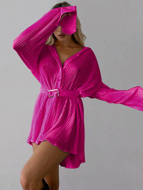 'Amara' Button Up Dropped Shoulder Shirt Dress - Celes Fashion